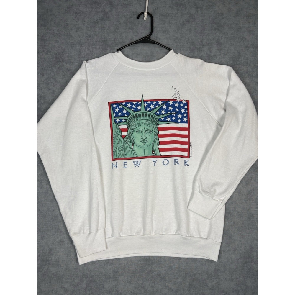 Vintage 80s New York Statue Liberty Sweatshirt XL Shirt-Tex USA Harmony Art